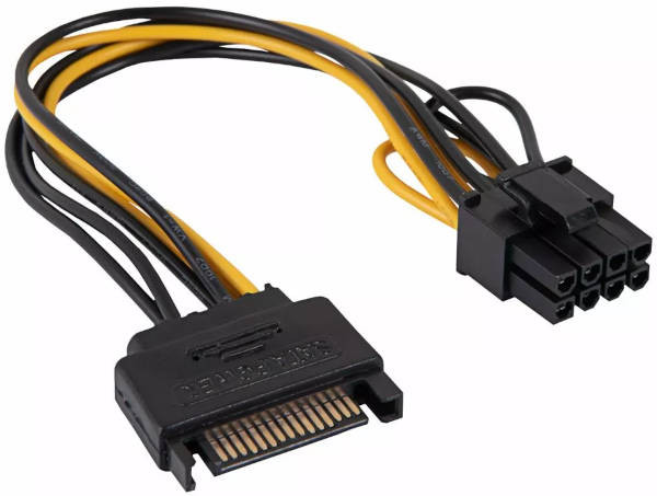 SATA-PCIe 8 Pin (6+2) 15 Cm átalakító Kábel